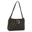FENDI Zucca Canvas Mamma Baguette Tote Bag Black Brown Auth 189846A-1