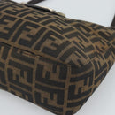 FENDI Zucca Canvas Mamma Baguette Tote Bag Black Brown Auth 189846A-9