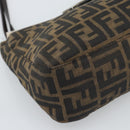 FENDI Zucca Canvas Mamma Baguette Tote Bag Black Brown Auth 189846A-14