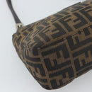 FENDI Zucca Canvas Mamma Baguette Tote Bag Black Brown Auth 189846A-16