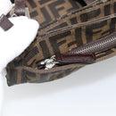 FENDI Zucca Canvas Mamma Baguette Tote Bag Black Brown Auth 189846A-20