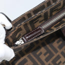 FENDI Zucca Canvas Mamma Baguette Tote Bag Black Brown Auth 189846A-22