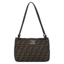 FENDI Zucca Canvas Mamma Baguette Tote Bag Black Brown Auth 189846A-2
