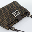 FENDI Zucca Canvas Mamma Baguette Tote Bag Black Brown Auth 189846A-6