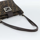 FENDI Zucca Canvas Mamma Baguette Tote Bag Black Brown Auth 189846A-7