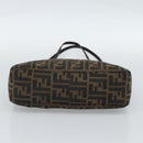FENDI Zucca Canvas Mamma Baguette Tote Bag Black Brown Auth 189846A-5