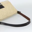 FENDI Zucca Canvas Mamma Baguette Tote Bag Beige Silver Auth 189847A-7