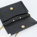 Salvatore Ferragamo Vala Chain Shoulder Bag Leather Black Gold Auth 189851A-10