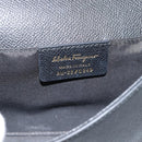 Salvatore Ferragamo Vala Chain Shoulder Bag Leather Black Gold Auth 189851A-12