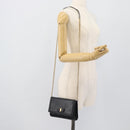Salvatore Ferragamo Vala Chain Shoulder Bag Leather Black Gold Auth 189851A-20