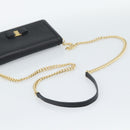 Salvatore Ferragamo Vala Chain Shoulder Bag Leather Black Gold Auth 189851A-7