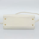 SAINT LAURENT Baby Kabas Hand Bag Leather 2way White Gold Auth 189853-5