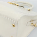 SAINT LAURENT Baby Kabas Hand Bag Leather 2way White Gold Auth 189853-9