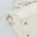 SAINT LAURENT Baby Kabas Hand Bag Leather 2way White Gold Auth 189853-16