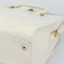 SAINT LAURENT Baby Kabas Hand Bag Leather 2way White Gold Auth 189853-17