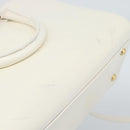 SAINT LAURENT Baby Kabas Hand Bag Leather 2way White Gold Auth 189853-10