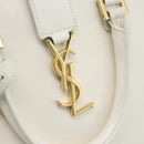 SAINT LAURENT Baby Kabas Hand Bag Leather 2way White Gold Auth 189853-20