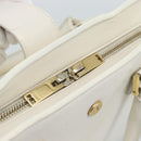 SAINT LAURENT Baby Kabas Hand Bag Leather 2way White Gold Auth 189853-21