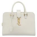 SAINT LAURENT Baby Kabas Hand Bag Leather 2way White Gold Auth 189853-13