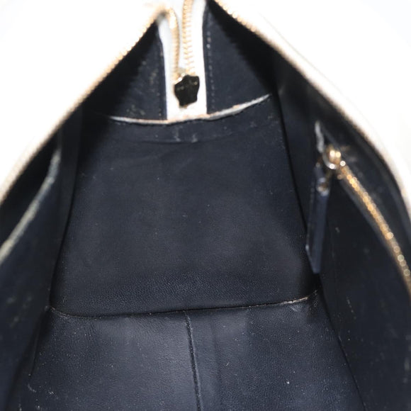 SAINT LAURENT Baby Kabas Hand Bag Leather 2way White Gold Auth 189853