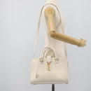SAINT LAURENT Baby Kabas Hand Bag Leather 2way White Gold Auth 189853-28