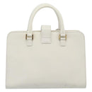 SAINT LAURENT Baby Kabas Hand Bag Leather 2way White Gold Auth 189853-2