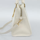 SAINT LAURENT Baby Kabas Hand Bag Leather 2way White Gold Auth 189853-4