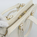 SAINT LAURENT Baby Kabas Hand Bag Leather 2way White Gold Auth 189853-6