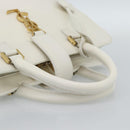 SAINT LAURENT Baby Kabas Hand Bag Leather 2way White Gold Auth 189853-7