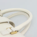 SAINT LAURENT Baby Kabas Hand Bag Leather 2way White Gold Auth 189853-14