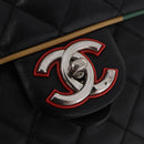 CHANEL Matelasse Backpack Lamb Skin Black Silver CC Auth 189859M-17