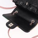 CHANEL Matelasse Backpack Lamb Skin Black Silver CC Auth 189859M-18