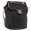 CHANEL Matelasse Backpack Lamb Skin Black Silver CC Auth 189859M-1