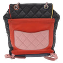 CHANEL Matelasse Backpack Lamb Skin Black Silver CC Auth 189859M-2