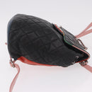 CHANEL Matelasse Backpack Lamb Skin Black Silver CC Auth 189859M-3