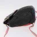 CHANEL Matelasse Backpack Lamb Skin Black Silver CC Auth 189859M-4