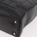 CHANEL Choco Bar Tote Bag Lamb Skin Black Gold CC Auth 189862-14