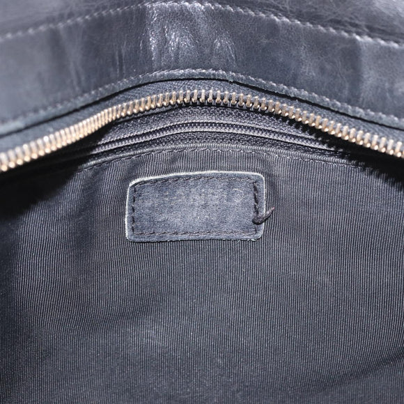 CHANEL Choco Bar Tote Bag Lamb Skin Black Gold CC Auth 189862