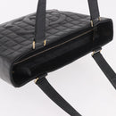 CHANEL Choco Bar Tote Bag Lamb Skin Black Gold CC Auth 189862-6