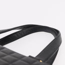 CHANEL Choco Bar Tote Bag Lamb Skin Black Gold CC Auth 189862-8