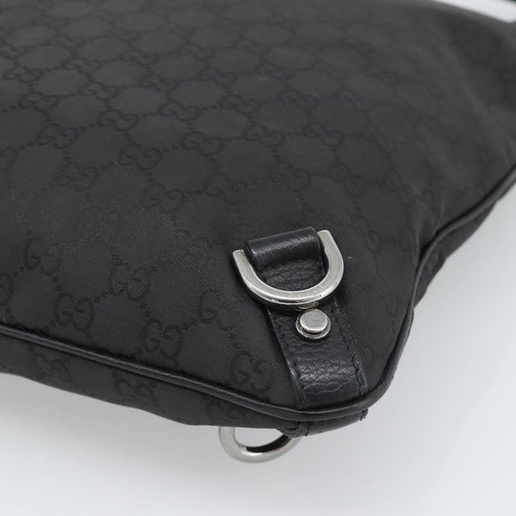 GUCCI GG Canvas Shoulder Bag Nylon Black Silver 268642 Auth 189865A