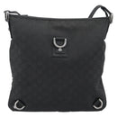 GUCCI GG Canvas Shoulder Bag Nylon Black Silver 268642 Auth 189865A-13