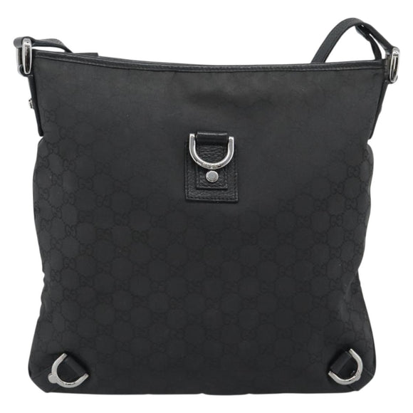 GUCCI GG Canvas Shoulder Bag Nylon Black Silver 268642 Auth 189865A