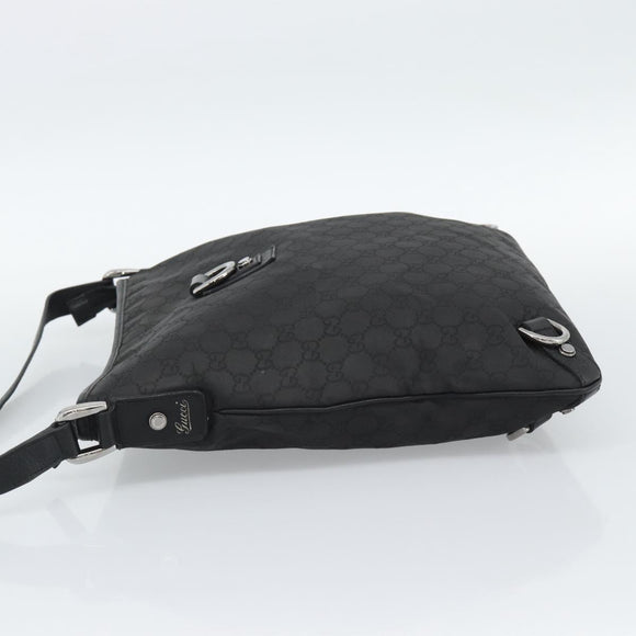 GUCCI GG Canvas Shoulder Bag Nylon Black Silver 268642 Auth 189865A