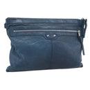 BALENCIAGA Clutch Bag Leather Navy 273023 Auth 189869A-1