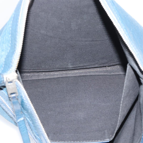 BALENCIAGA Clutch Bag Leather Navy 273023 Auth 189869A