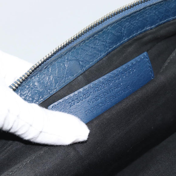 BALENCIAGA Clutch Bag Leather Navy 273023 Auth 189869A