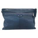 BALENCIAGA Clutch Bag Leather Navy 273023 Auth 189869A-13