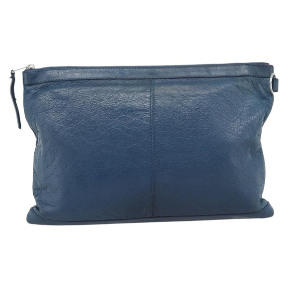 BALENCIAGA Clutch Bag Leather Navy 273023 Auth 189869A