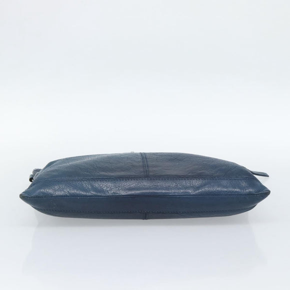 BALENCIAGA Clutch Bag Leather Navy 273023 Auth 189869A